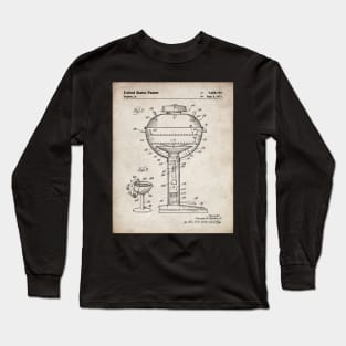 BBQ Grill Patent - Barbecue Chef Kitchen Cooking Art - Antique Long Sleeve T-Shirt